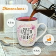 thumbnail image 2 of Christian Art Gifts Inspirational Scripture Ceramic Coffee and Tea Mug for Women: Walk by Faith Encouraging Bible Verse Cup, Microwave & Dishwasher Safe, Lead-free, White & Pink Floral Wreath, 12 oz., 2 of 5