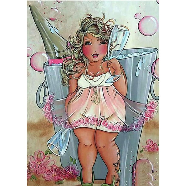 Diamond Painting (DB2104) 5D Square DIY Felicidad Fat Woman Kit (sz709) 20X30cm FLhrweasw Nuevo