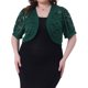 thumbnail image 1 of Cárdigans cortos de mujer plus size Agnes Orinda, con frente abierto, mangas cortas, encaje floral y boleros transparentes 1X verde oscuro, 1 of 6