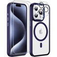 thumbnail image 1 of MOZOTER Funda magnética para iPhone 15 con [2 protectores de pantalla de vidrio], [15 pies a prueba de golpes] [Compatible con Magsafe] [resistente] funda para teléfono para iPhone 15, azul oscuro, 1 of 4