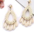 thumbnail image 4 of 2 pares de pendientes bohemios de concha tejida a mano, estilo vintage, con forma de lágrima, con gotas de agua huecas, joyería de verano, pendientes colgantes para mujer, 4 of 7