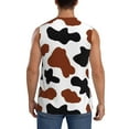 thumbnail image 4 of Fotbe Men's Brown Black Cow Print Men's Sleeveless Muscle Tank Tops Casual T-Shirts for Gym Workout Beach-Small, 4 of 8