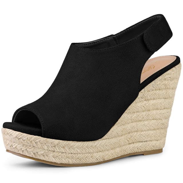 Plataforma Tacones Alpargata Cuñas Sandalias para Mujer Perphy Negro 35