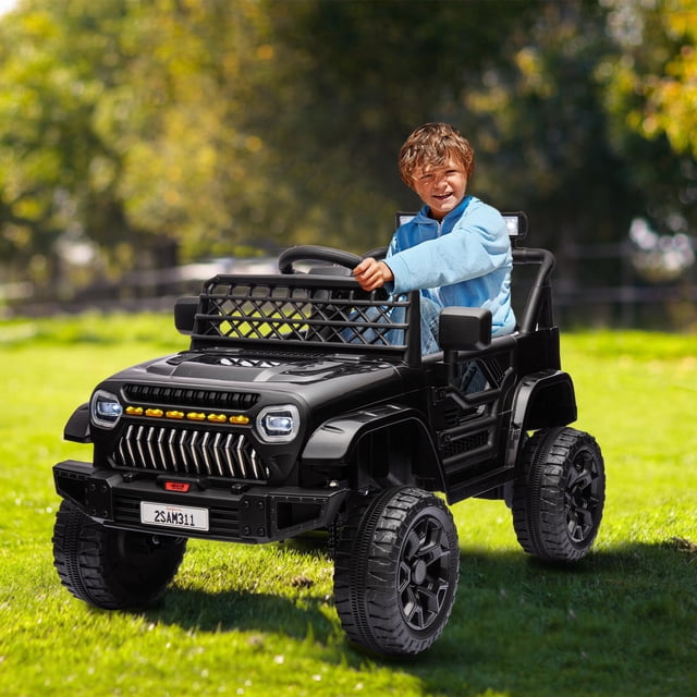 GloryStar 12V Kids Ride On Car, Electric 4-Wheel Truck for Toddlers with Remote Control, Battery Display, LED Lights, Music, and Spring Suspension for Smooth Rides