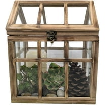 DYJP Large Rustic Wood & Glass Plant Succulent Terrarium with Lid - 12" x 9.8" x 7" Decorative Farmhouse Tabletop Greenhouse Display for Air Plants, Dioramas, Fairy Gardens, Candle Lantern