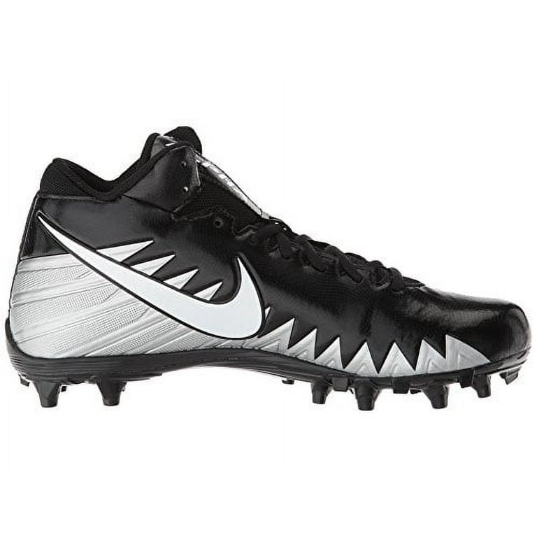 Men s Nike Alpha Menace Varsity Mid Football Cleat Black Metallic Silver White
