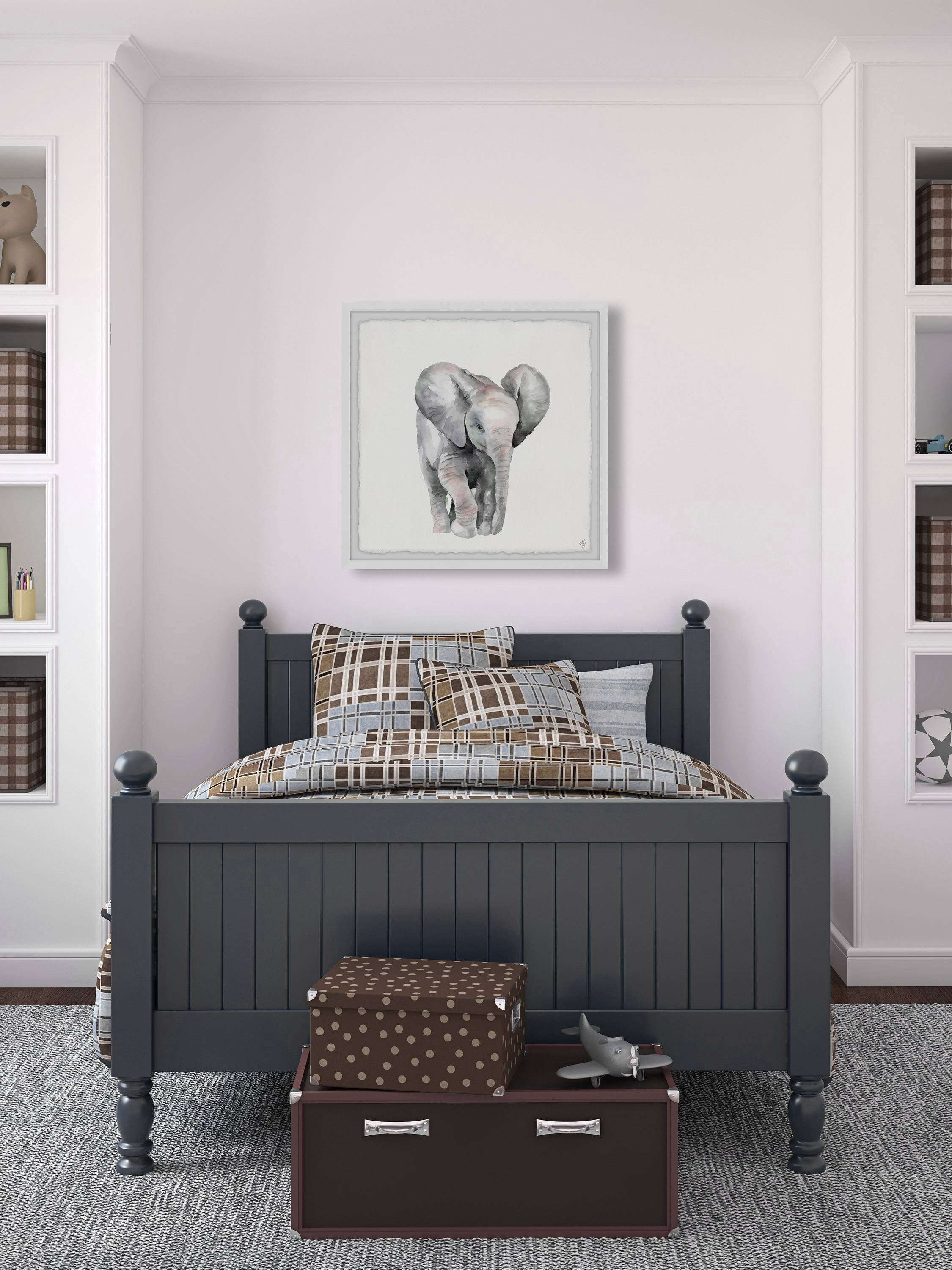 Marmont Hill Lonely Elephant Framed Wall Art, 32.00" x 1.50"