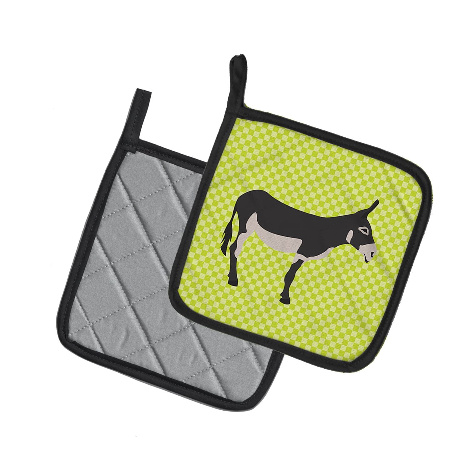 Caroline's Treasures Mammoth Jack Donkey Green Pair of Pot Holders