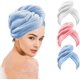 thumbnail image 2 of Toalla Microfibra para Cabello 3 Pack, Gorro De Baño Ultra Absorbente con Botones, Turbante De Secado Rápido Anti-Frizz para Mujer, Ideal para Baño, SPA Y Viajes (Blanco, Azul, Rosa), 2 of 4