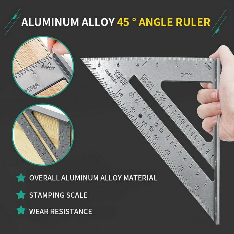 Triangle Ruler Aluminum Alloy Speed Square Woodworking Measuring Tool 7 