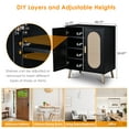 thumbnail image 2 of UBesGoo Modern Rattan Shoe Storage Cabinet, 4 Layers Entryway Shoe Cabinet Accent Console Cabinet Table with Adjustable Shelves, Black, 2 of 10