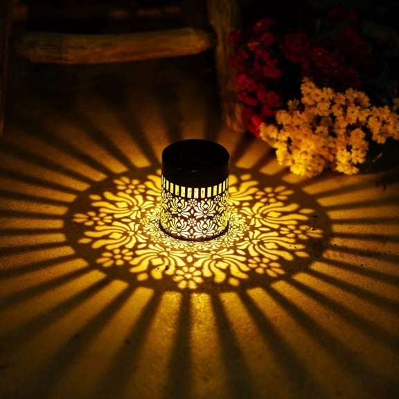Solar Fence Lights Metal Solar Powered Outdoor Wall Deck Step Lights Mandala Theme Waterproof Fence Light for Garden Post Patio Backyard Decor