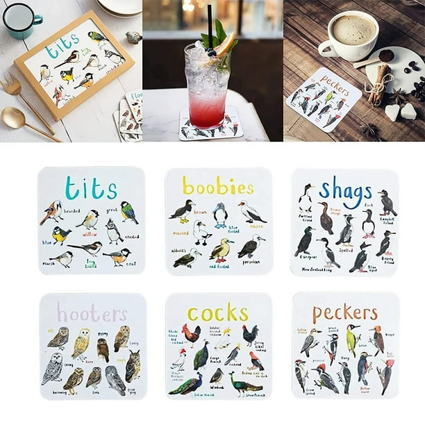 6 uds taza mantel pájaro patrón madera/acrílico taza de té Mat cuadrado regalo de inauguración de la casa Ndcxsfigh Libre de BPA