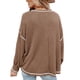thumbnail image 2 of Blusa de mujer de fibra de poliéster con cuello redondo y hombros caídos, camisa informal de manga larga para Otoño e Invierno, 2 of 6