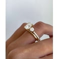 thumbnail image 5 of vylahjewellery 18K Yellow Gold Anniversary Ring for Her Three Stone Diamond Wedding Ring Unique Bridal Ring Set Matching/Stacking Band Cushion Cut Moissanite Engagement Ring, 5 of 6