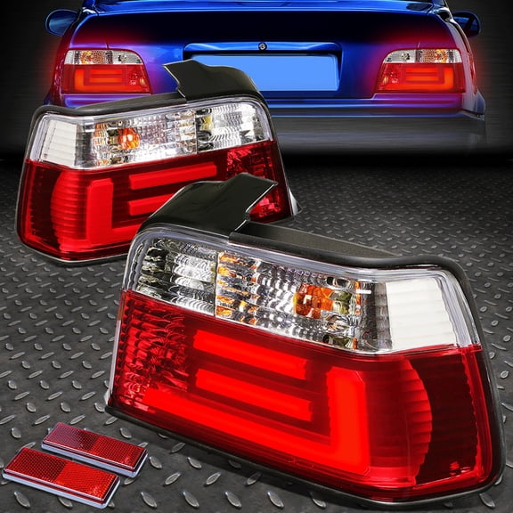 Nuvision LED Neon Tube Bar Tail Light Brake Lamps for 92-99 BMW E36 Sedan, Red/Clear Lens