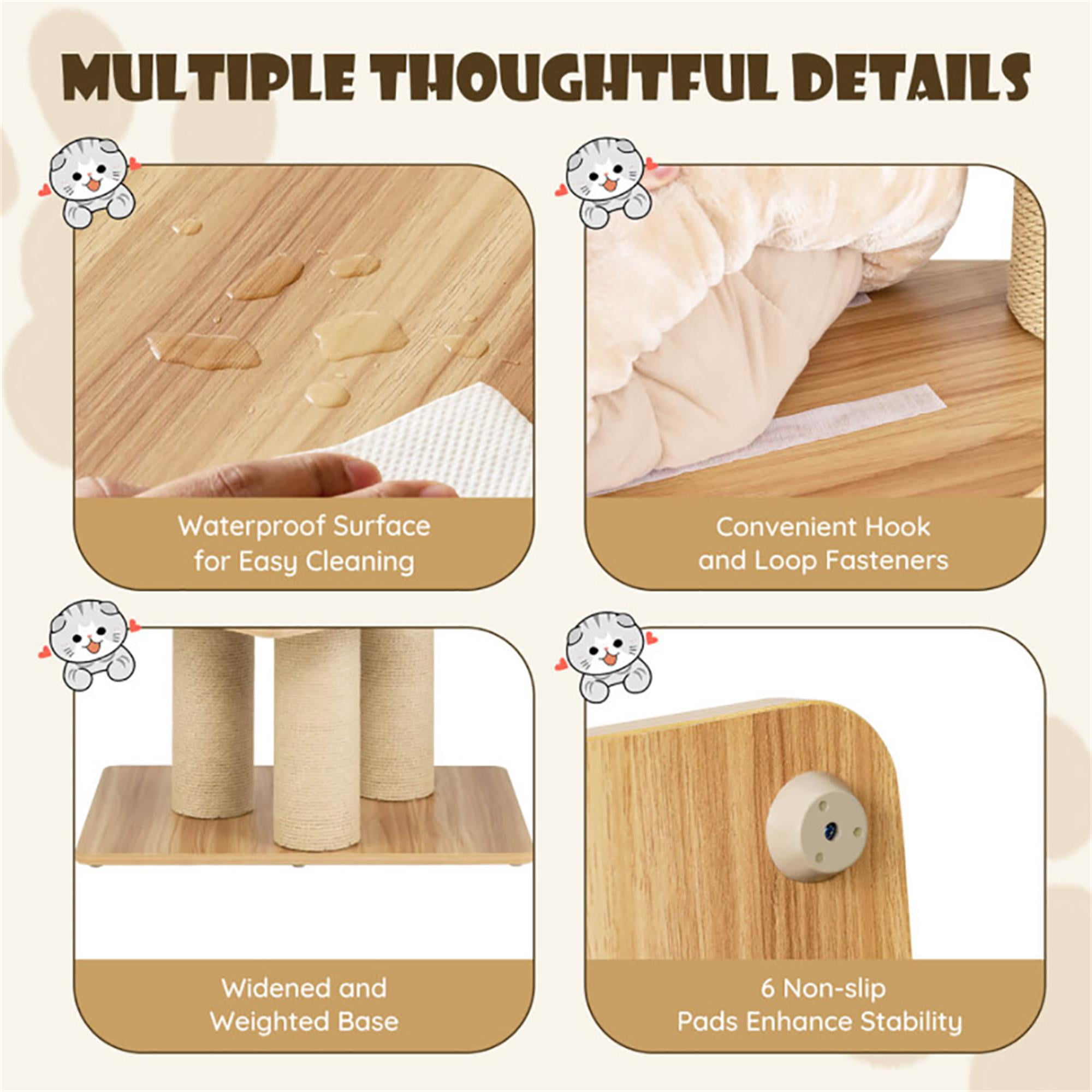 resenkos 75" Wood Cat Tree Tower for Indoor Cats, Multi-Level Cat Condo with Scratching Posts, Perch, Washable Removable Cushions, Cat Furniture, Beige