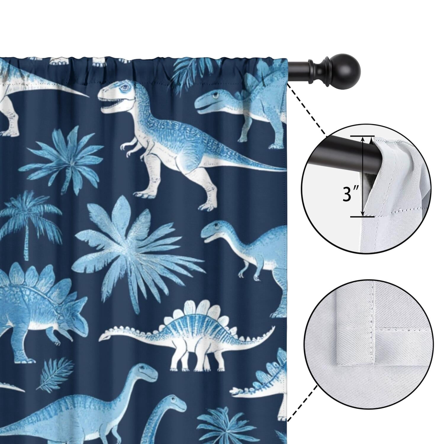 Blackout Kids Curtains,Cute Dinosaur Pattern Childrens Insulated Curtains Set Of 2,Bedroom Essentials,Toddler Room Decor 42x63in(106x160cm)