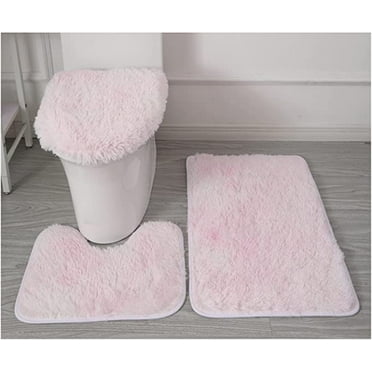 3-Piece Toilet Cover Cover Gray Red Bathroom Mat and Floor Mat Bathroom Carpet Toilet seat Cover (Color : Light Pink)