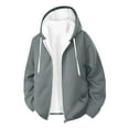 thumbnail image 4 of Atogsazn Mens Sherpa Lined Hoodie Casual Fleece Zip Up Long Sleeve Hooded Sweatshirt Winter Tops with Pocket Outerwear Gray M Fashion, 4 of 8