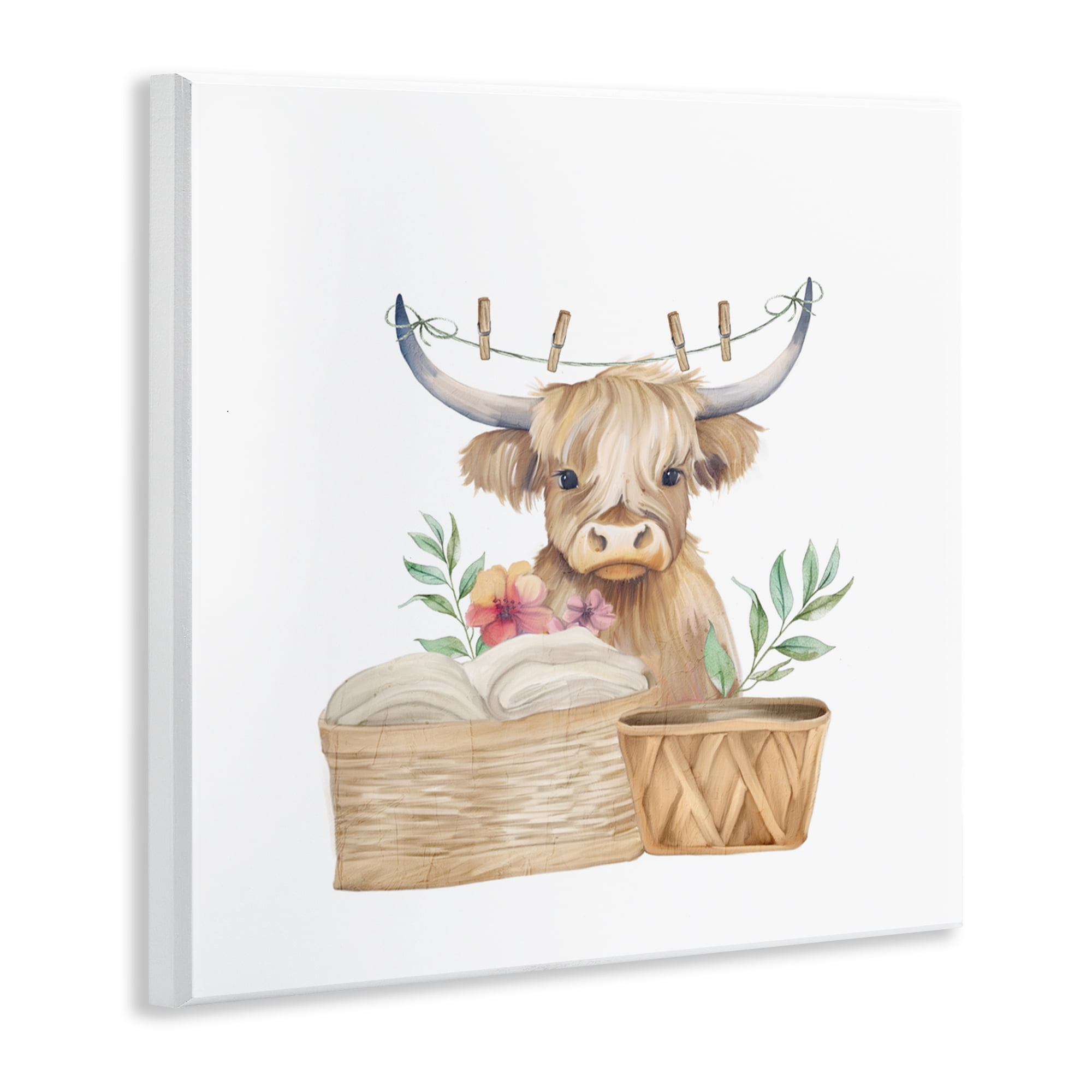 Laundry Day Baby Cattle Wall Plaque Art, design by Kim Allen