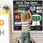 NMOWYBPY Circle Time Center Pocket Chart, 40x40 Inch Educational Learning Calendar for Classroom Wall Decor Homeschool