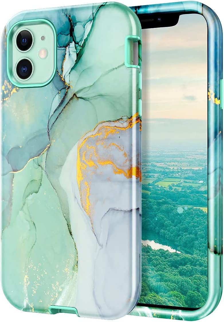 CASEFIV for iPhone 11 Case,Marble Pattern Heavy Duty Shockproof Full