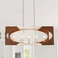 thumbnail image 2 of Oaks Aura 5-Light Rectangular Wood Pendant Light Kitchen Island Chandelier, 2 of 7