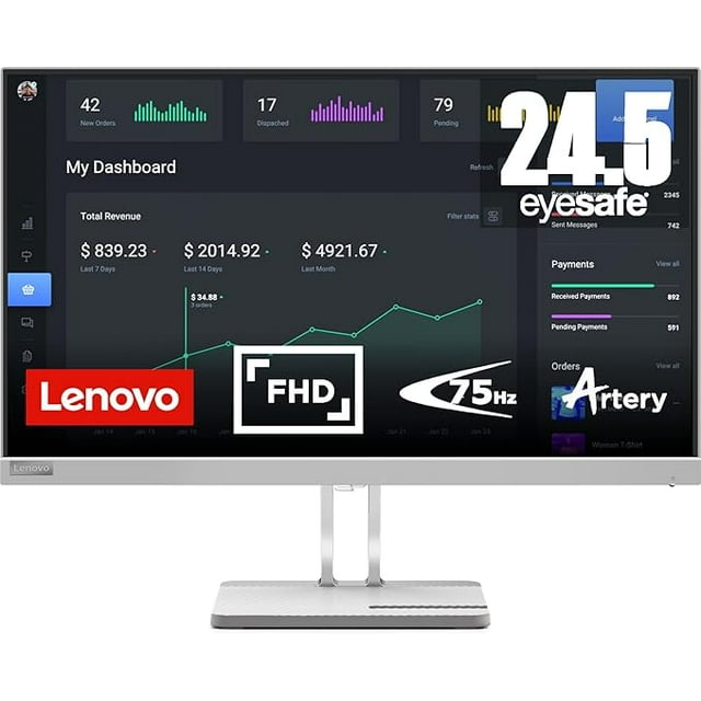 Open Box - Lenovo L25e-40 - 24.5" FullHD Monitor with EyeSafe (FHD IPS, HDMI, DP)