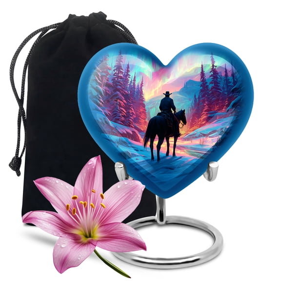 Yatskia Colorful Cowboy Cremation Urn for Adult Ashes Mother and Father, Large Memorial Urns for Human Ashes Adult, (Heart Large, 8 Inch)