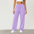 thumbnail image 7 of CFLVAEK Sweatpants for Women Plus Size Elastic Waist Workout Pants Solid Color Wide Leg Basic Sweat Pant with Pockets Purple L, 7 of 7