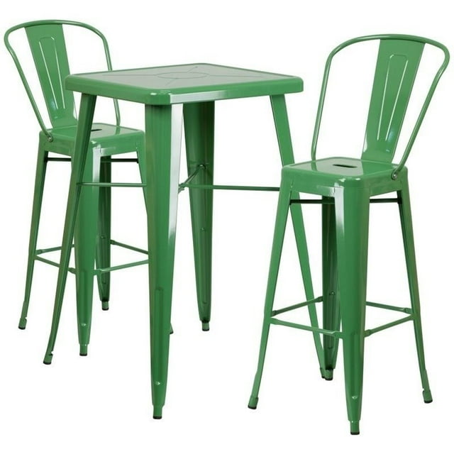 Bowery Hill Métal 3 Pièces Bar Ensemble en Vert