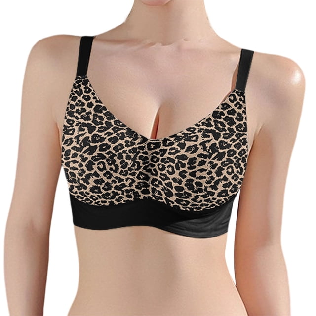 Leopard Print Underwire Bra for Home and Everyday Wear with Soft Support and Push Up Effect Reducing Side and Sagging for All Seasons Comfortable Fit and Gentle Lift