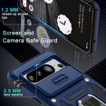 thumbnail image 3 of KOMI Case for Google Pixel 9/9 Pro with Slide Camera Cover+Screen Protector (1 Pack), Rotated Ring Kickstand Military Grade Shockproof Heavy Duty Protective Cover Navy Blue, 3 of 5