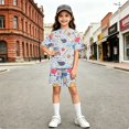 thumbnail image 5 of Grblisyd Back to School Outfits for Girls Short Sleeve Crew Neck T Shirts Top and Shorts Clothing Sets, 5 of 5