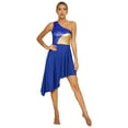 thumbnail image 5 of iiniim 2 PCS Worship Praise Dance Outfit for Women Color Block Irregular Hem Dress with Wide-Leg Blue S, 5 of 7