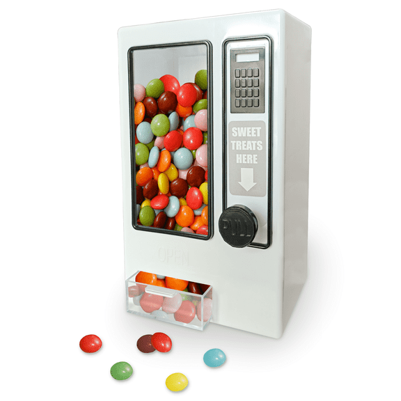 Mini Vending Machine Classic Retro Design Sweets Holder & Dispenser Arcade Toy | Ideal For Desktops, Classrooms, Parties & Many More | Suitable For Gumballs, Candy’s & Sweets，Color of White