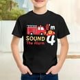 thumbnail image 2 of BOOMNY Toddler Boys Tee Shirts Short Sleeve Cartoon Fire Engine Printed Tshirt For Boys Soft Breathable Summer Shirt Tops Lovely Child's Dailywear, 2 of 4