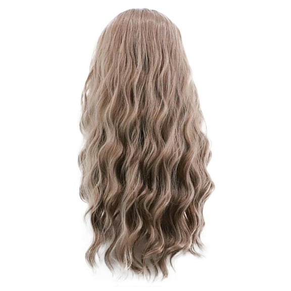Wig with Bangs, Wigs for Women, Air Thin Bangs Corn Perm Long Curly Hair Light Brown Wig