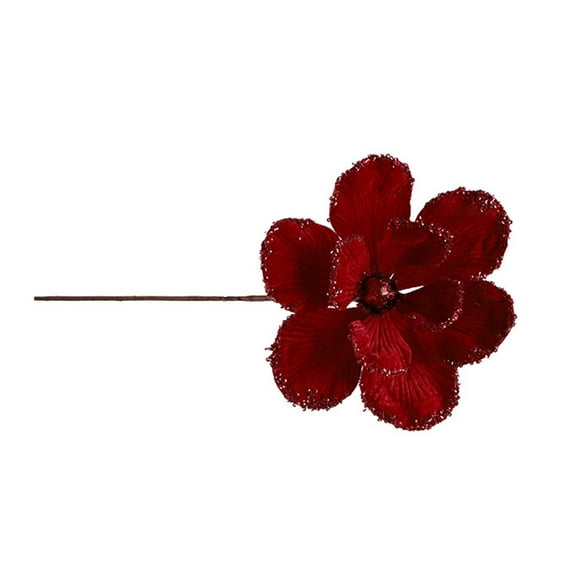 CuiLiyq Christmas Glitter Flowers, 7.9 Inch Poinsettia Artificial Flower Christmas Tree Wreath Ornaments, for Xmas Wedding Party Holiday DIY Decoration, Wine