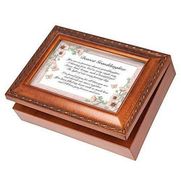 Dearest Granddaughter Wood Finish Jewelry Music Box Plays Tune You Are My Sunshine