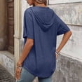 thumbnail image 5 of Lmnyox Womens Summer Hooded Shirt Fashion Solid Short Sleeve V Neck Blouses Casual Trendy Hoodies Tops for Women, 5 of 7