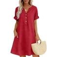 thumbnail image 2 of Women's Dresses Plus Size Solid Resort Dress Wrap V Neck for Summer, 2 of 6