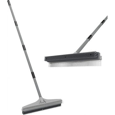 Squeegee Broom Rubber Broom Carpet Rake For Pet Hair, Fur Remover Broom With Squeegee Zoom Broom Dog Brush