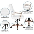 thumbnail image 6 of BizChair High Back White LeatherSoft Executive Swivel Office Chair with Rose Gold Frame and Arms, 6 of 13