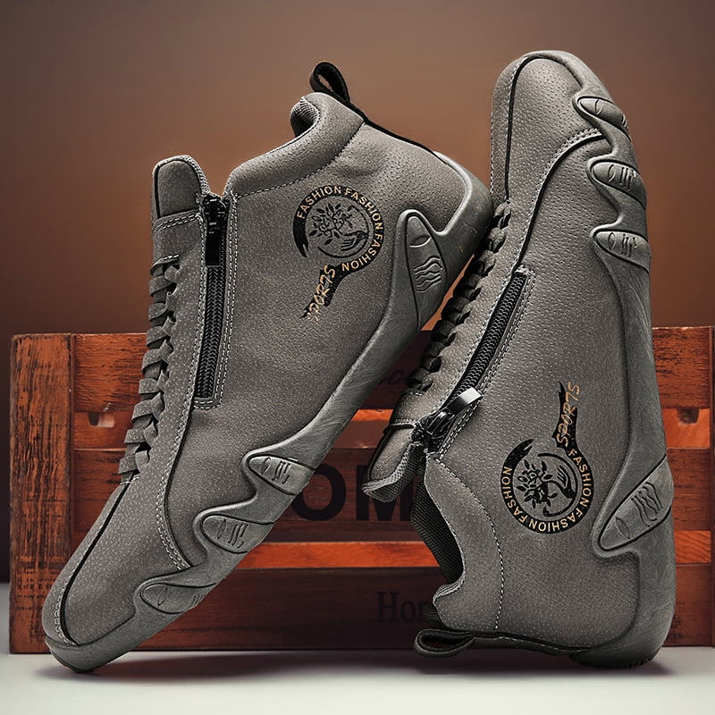 CORASUN Men's Waterproof Casual Shoes, Lightweight & Non-Slip, with Side Zipper, for Daily Wear, Hiking, Driving, High-Top Fashion Sneakers
