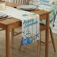 thumbnail image 2 of Table Runner Dresser Scarves 120 Inch Long, Summer Flip Flops with Starfish Conch Linen Dining Table Runners Retro Wooden Plank Tabletop Scarf for Wedding Holiday Party Kitchen, 2 of 7