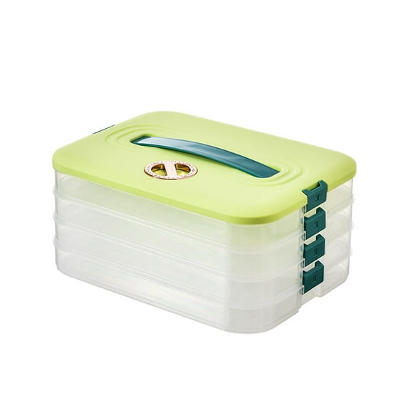URTERYSER Multilayer Cookie Carriers with Lid and Handle Time Recoder Food Storage Box Food Dessert Clear Container Green