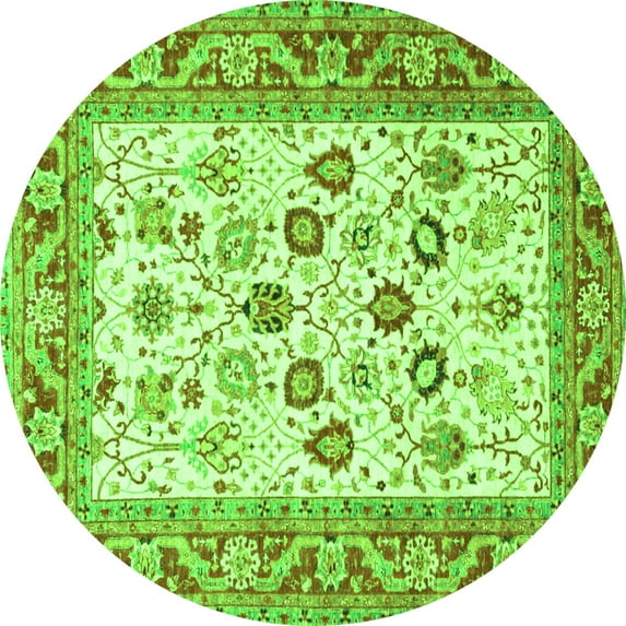 Ahgly Company Indoor Round Oriental Green Traditional Area Rugs, 3' Round