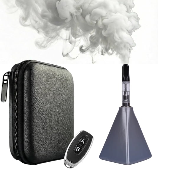 Gray Mini Pyramid Fog Machine, Type-C Rechargeable with Remote & Case